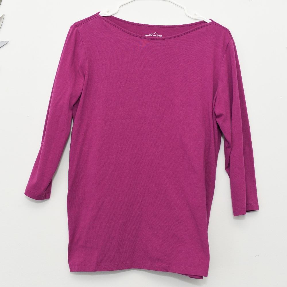 **3/$25** Magenta 3/4 Sleeve Tee - Eddie Bauer - XL